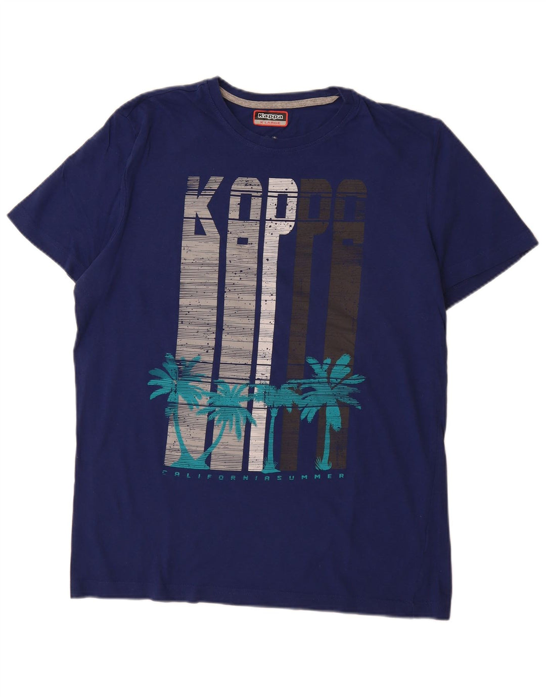 KAPPA Mens Graphic T-Shirt Top XL Navy Blue
