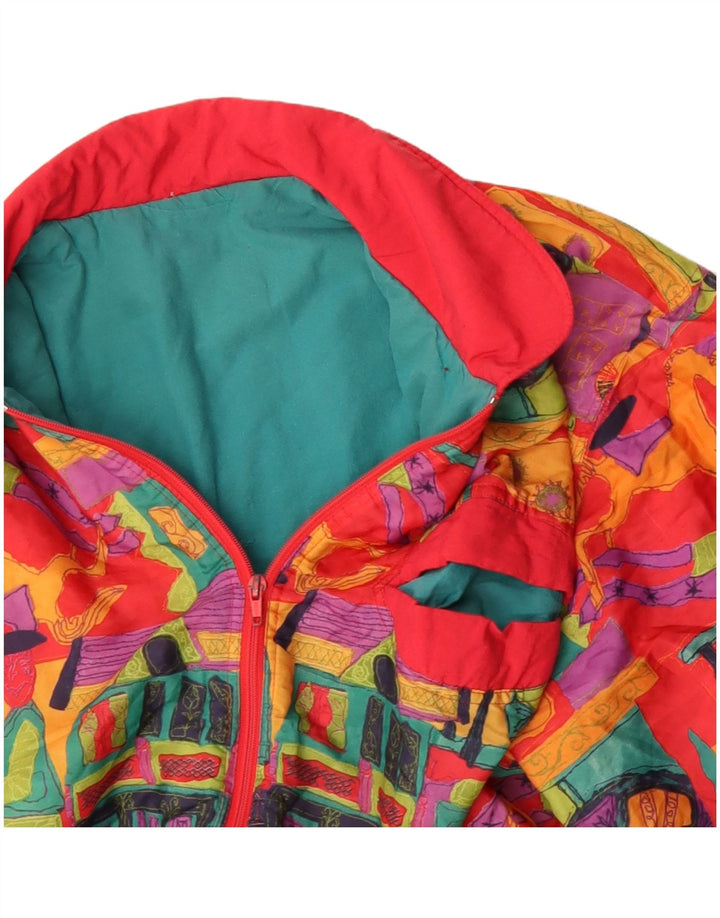 Vintage Womens Abstract Pattern Windbreaker Jacket UK 20 2XL Red