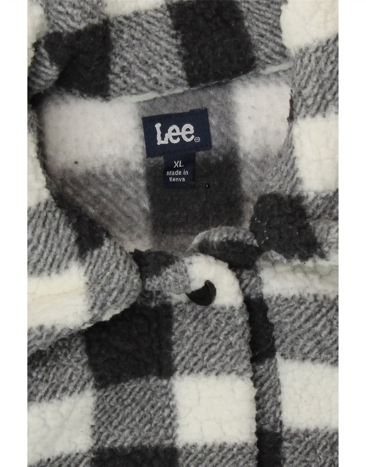 LEE Womens Fleece Bomber Jacket UK 16 XL Black Check Polyester Vintage Lee and Second-Hand Lee from Messina Hembry 