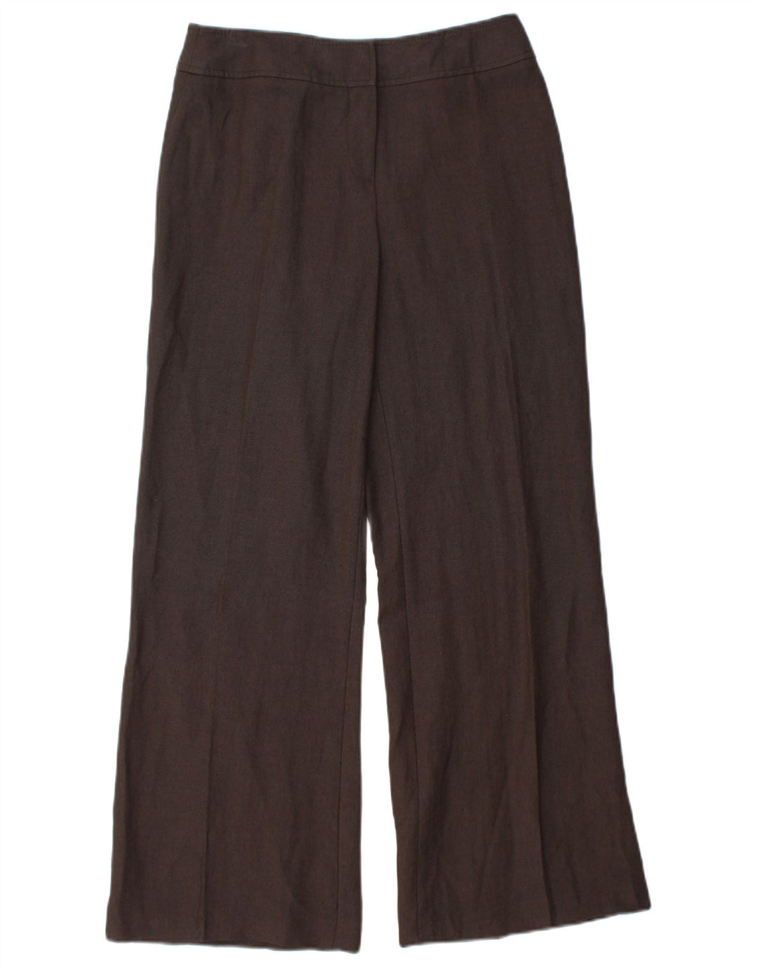 WALLIS Womens Petite Wide Leg Casual Trousers UK 6 XS W28 L30 Brown Linen