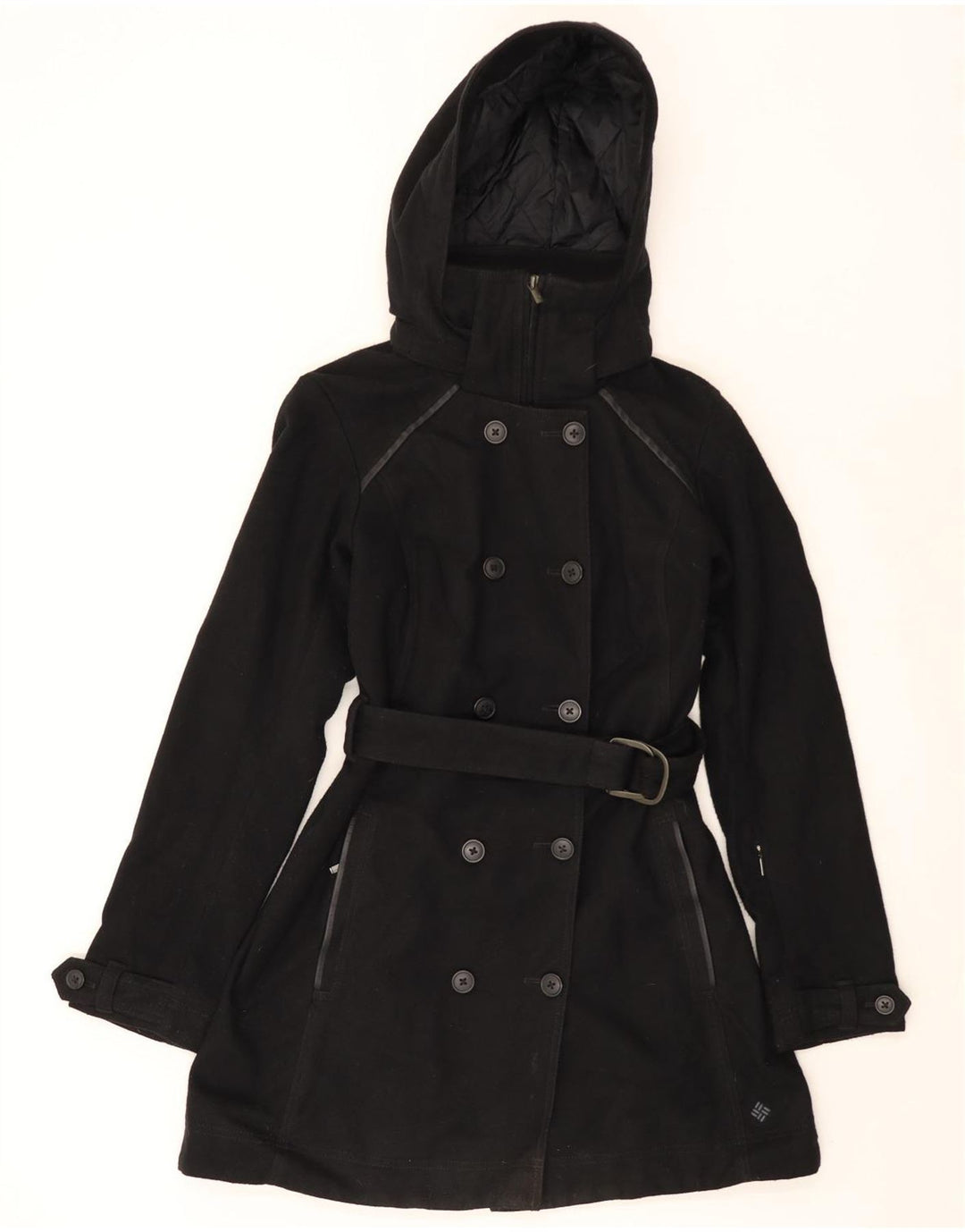COLUMBIA Womens Omni-Heat Hooded Trench Coat UK 14 Large Black Polyester