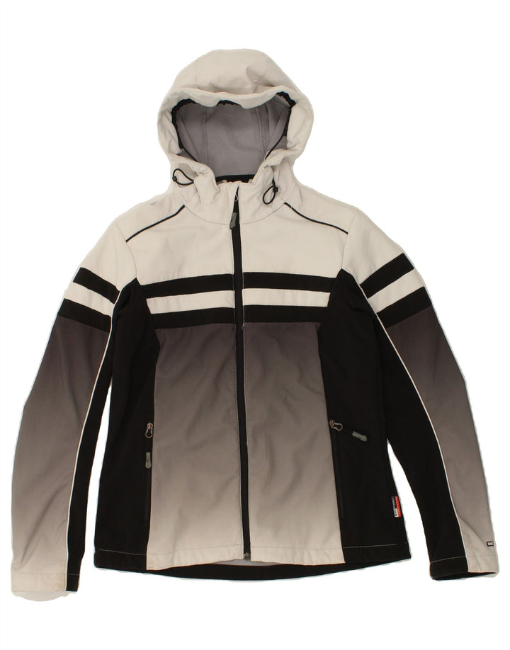 CMP Womens Hooded Windbreaker Jacket IT 44 Medium Grey Colourblock Vintage CMP and Second-Hand CMP from Messina Hembry 