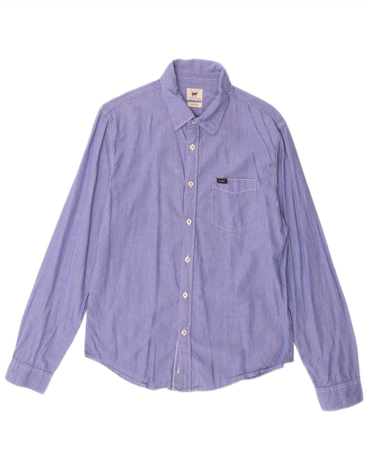 Lee Mens Shirt Medium Blue Pinstripe Cotton