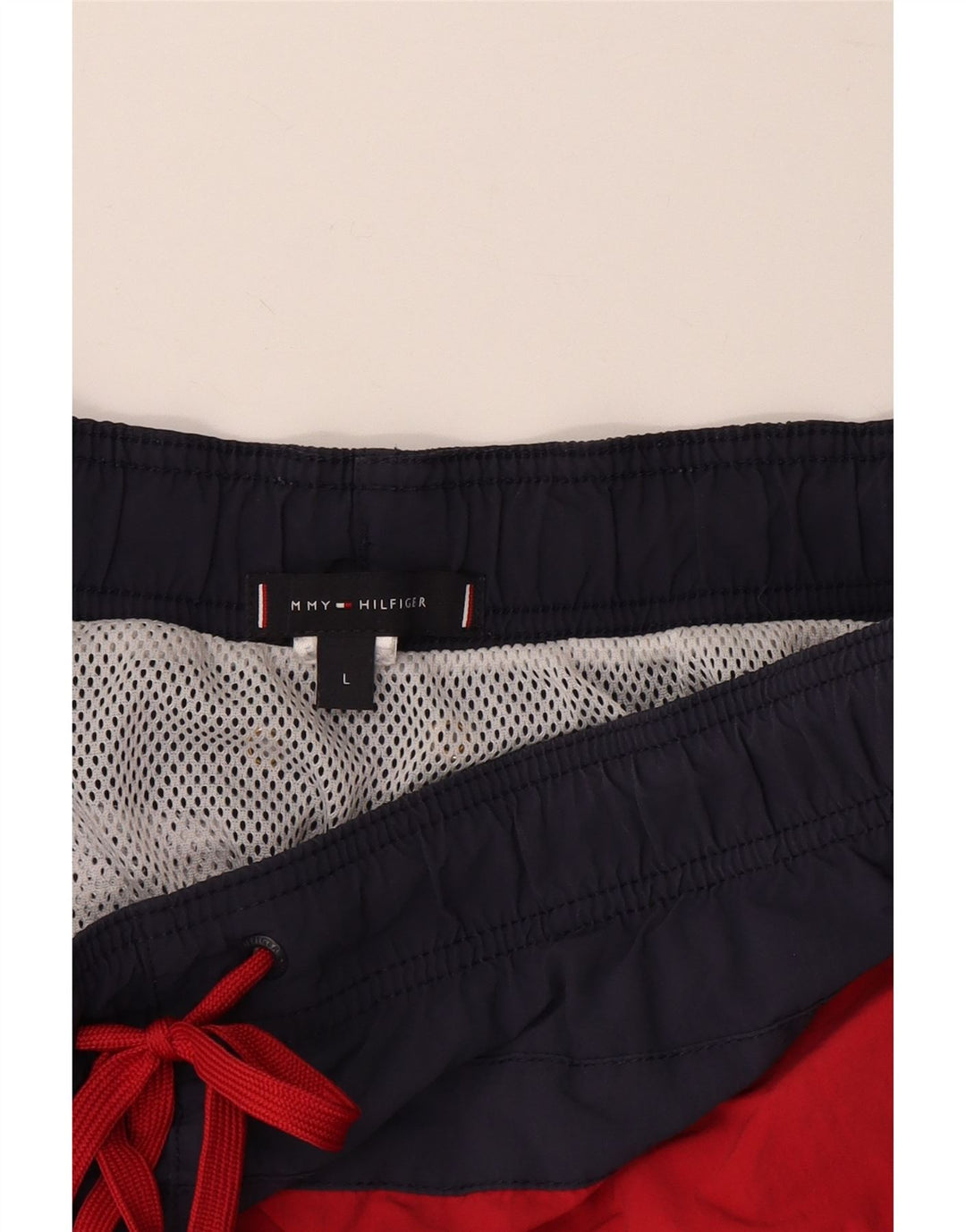 TOMMY HILFIGER Mens Swimming Shorts Large Navy Blue Colourblock