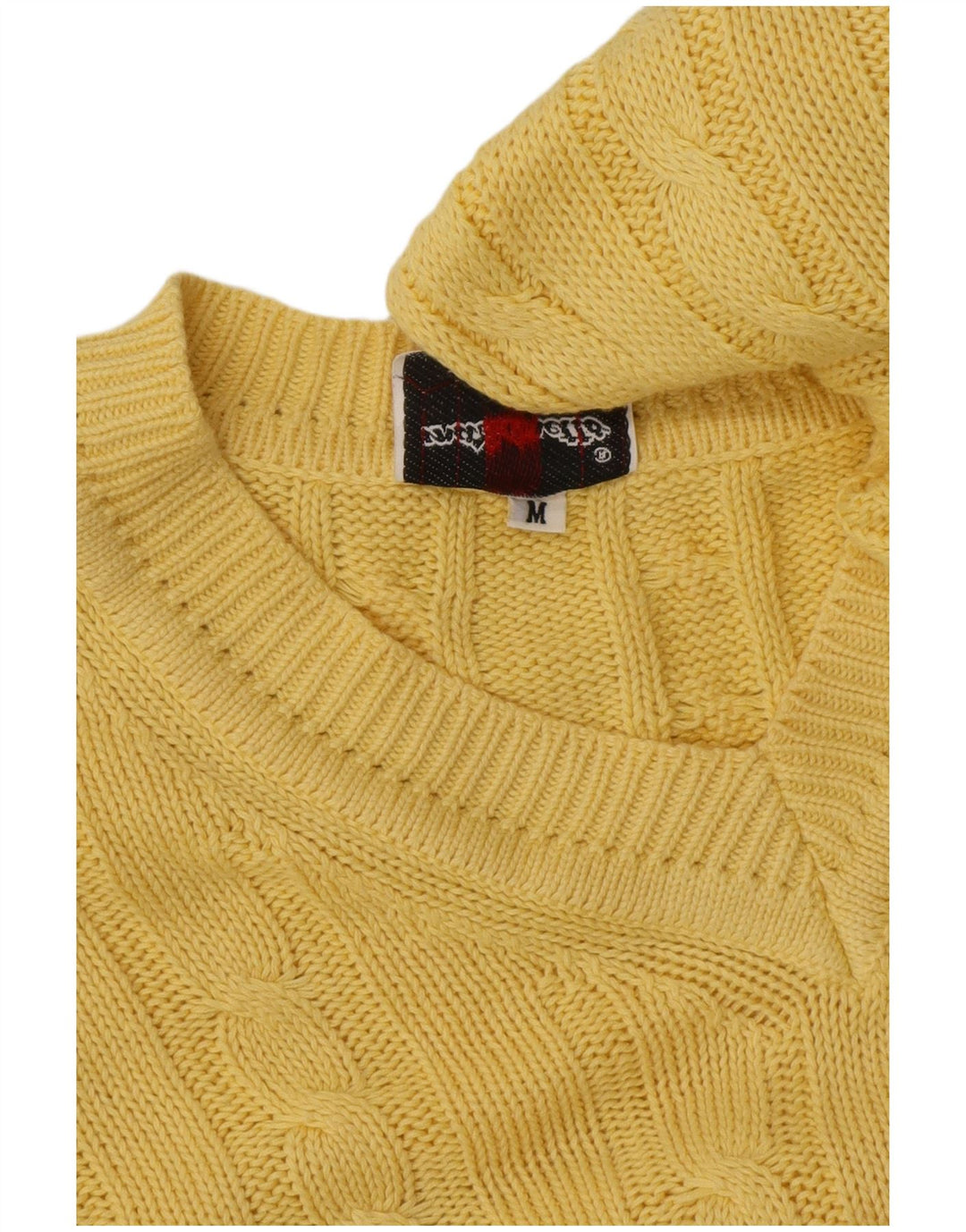 Mazzonetto Mens V-Neck Jumper Sweater Medium Yellow Cotton
