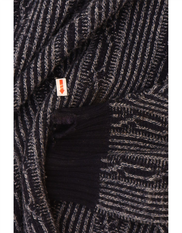 C & A Mens Boat Neck Jumper Sweater Large Navy Blue Fair Isle Polyacrylic