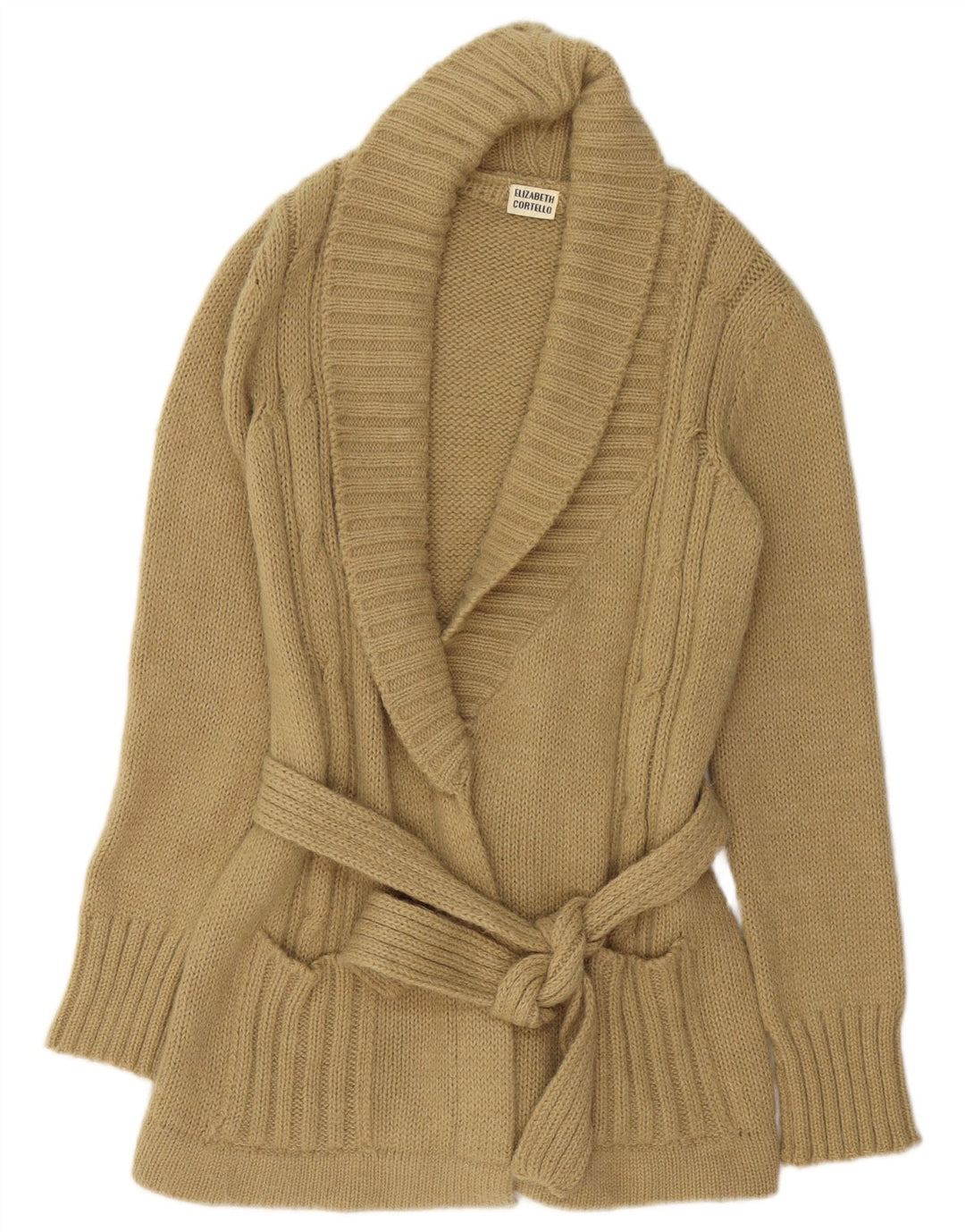 VINTAGE Womens Longline Cardigan Sweater UK 14 Medium Beige