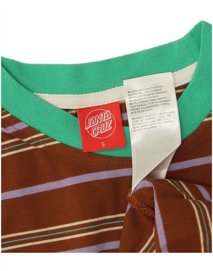 Santa Cruz Mens T-Shirt Top Small Brown Striped