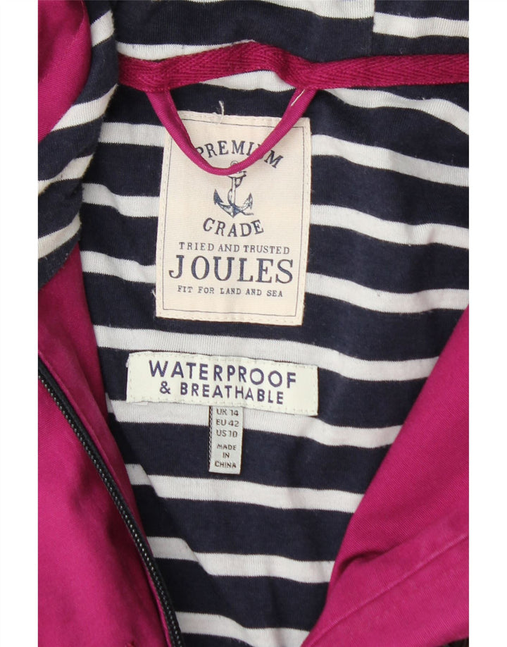 JOULES Womens Hooded Windbreaker Jacket UK 14 Large Pink Cotton