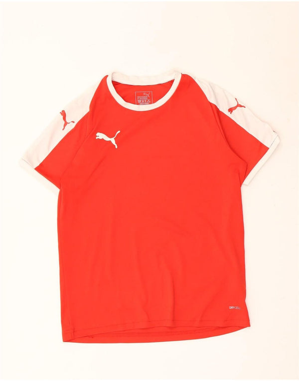 Puma Boys T-Shirt Top 13-14 Years Red Colourblock Polyester