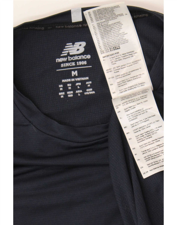 New Balance Mens Top Long Sleeve Medium Navy Blue Polyester