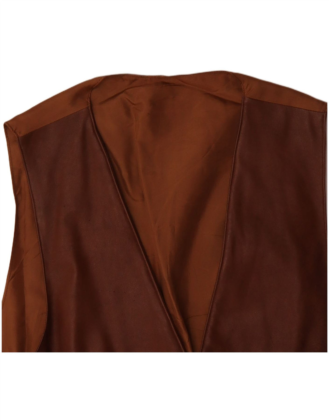 VINTAGE Mens Leather Waistcoat Large Brown Leather