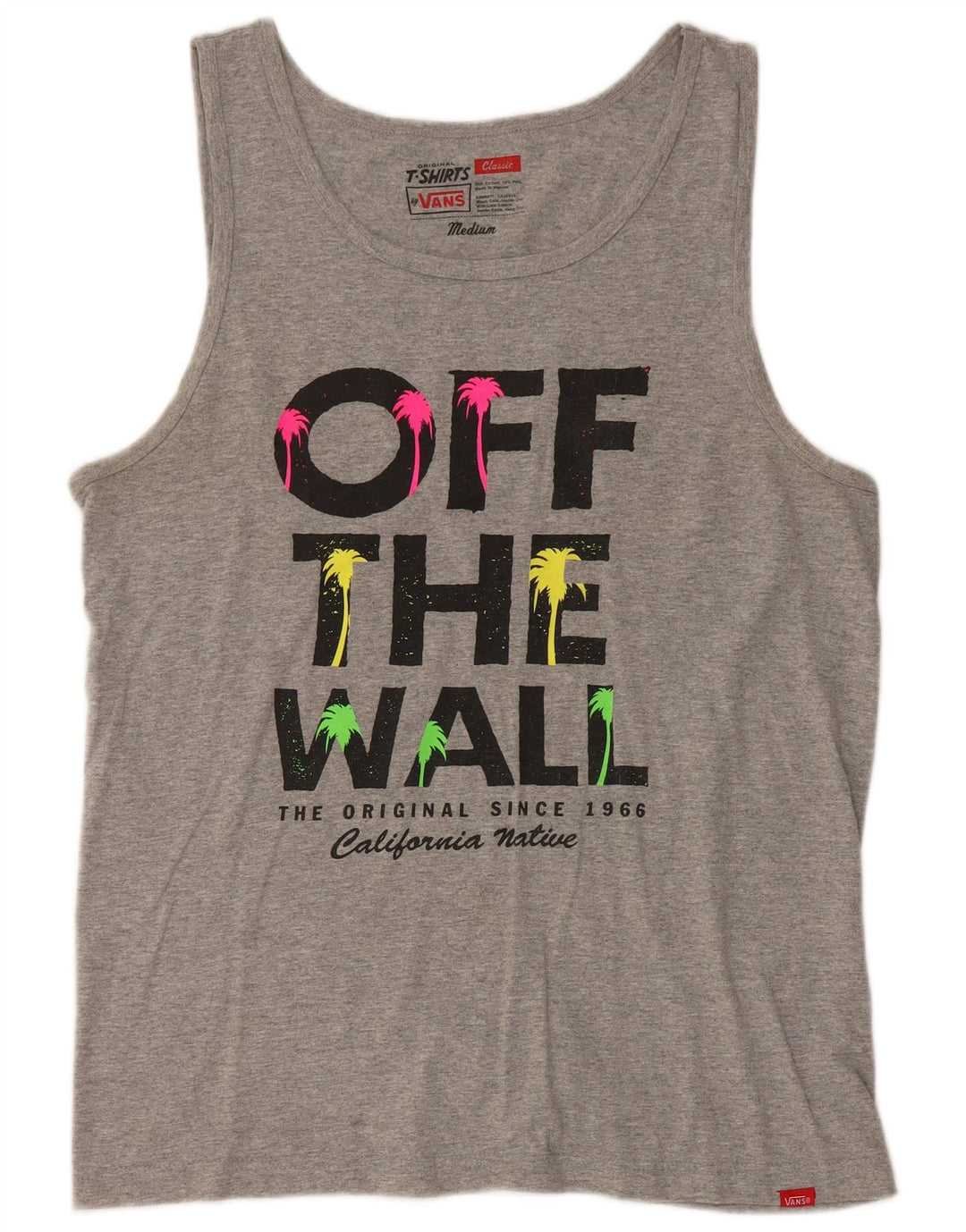 Vans Mens Classic Fit Graphic Vest Top Medium Grey Cotton