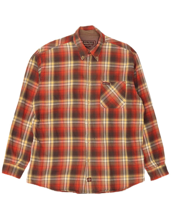 Marlboro Classics Mens Checked  Flannel Shirt XL Red Plaid Cotton