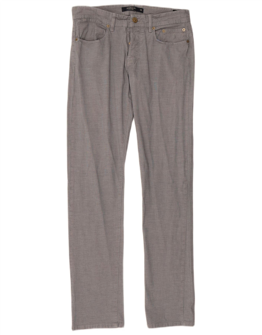 SIVIGLIA Womens Straight Casual Trousers W33 L33 Blue Check Cotton