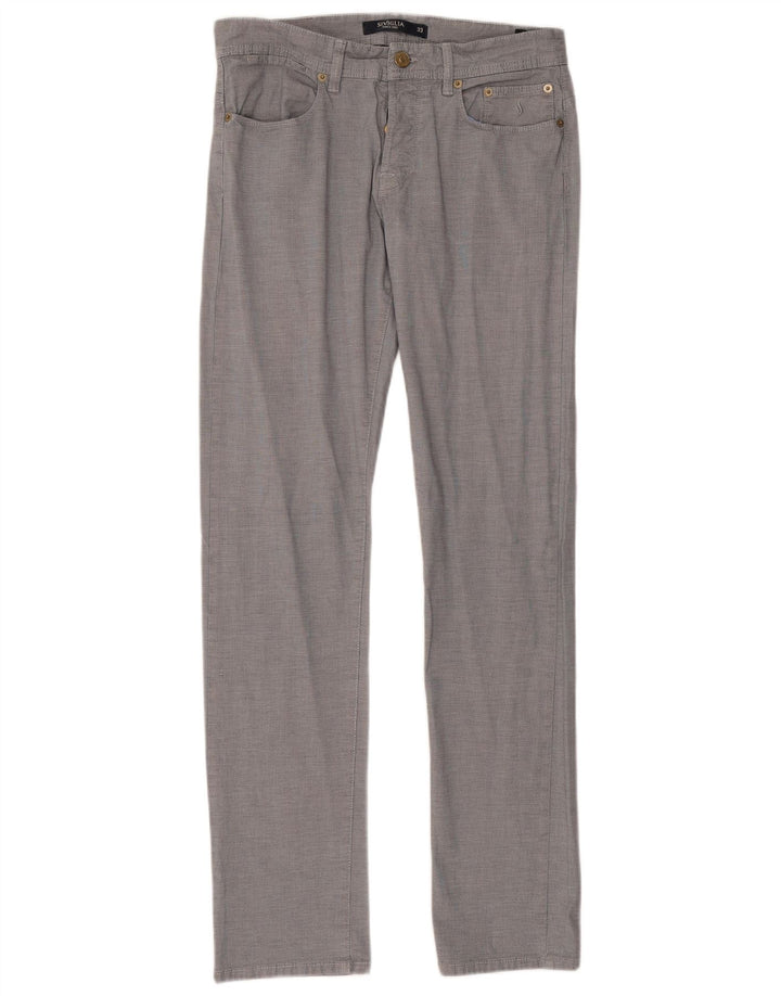 SIVIGLIA Womens Straight Casual Trousers W33 L33 Blue Check Cotton