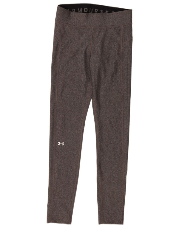 Under Armour Womens Heat Gear Leggings UK 12 Medium Grey Polyester Sports