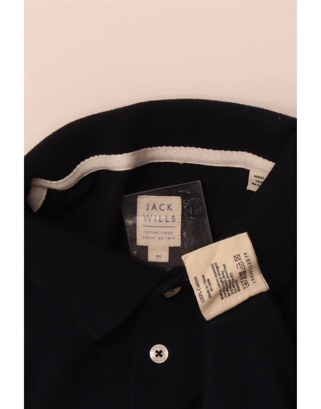 JACK WILLS Mens Polo Shirt Medium Navy Blue Cotton