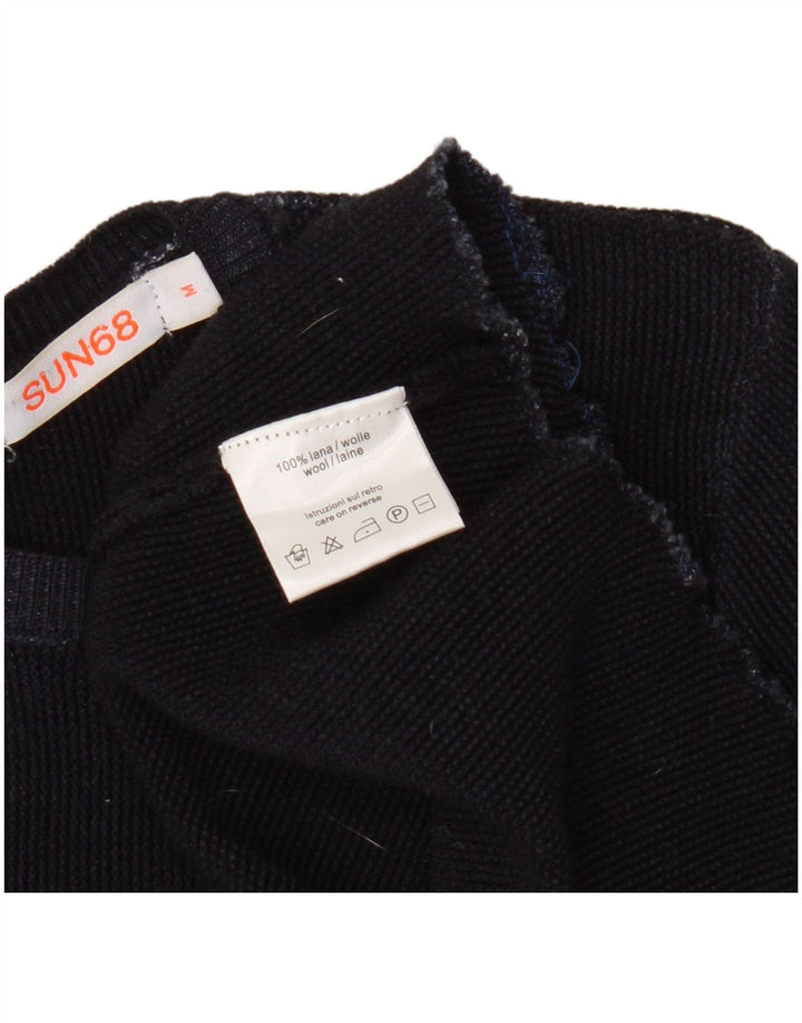 Sun68 Womens Knit A-Line Dress UK 14 Medium Navy Blue Wool