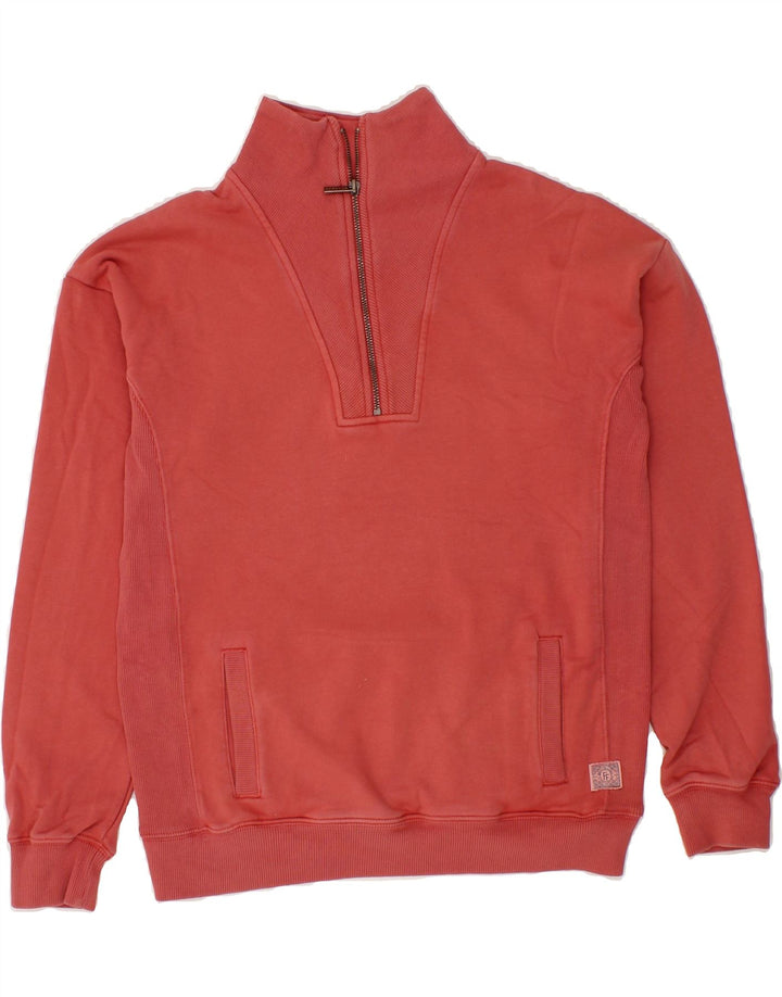 FAT FACE Mens Zip Neck Sweatshirt Jumper Small Red Cotton Vintage Fat Face and Second-Hand Fat Face from Messina Hembry 