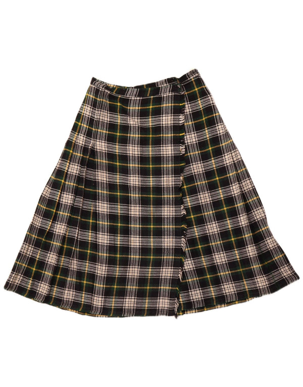 VINTAGE Womens Wrap Skirt W26 Small Green Check