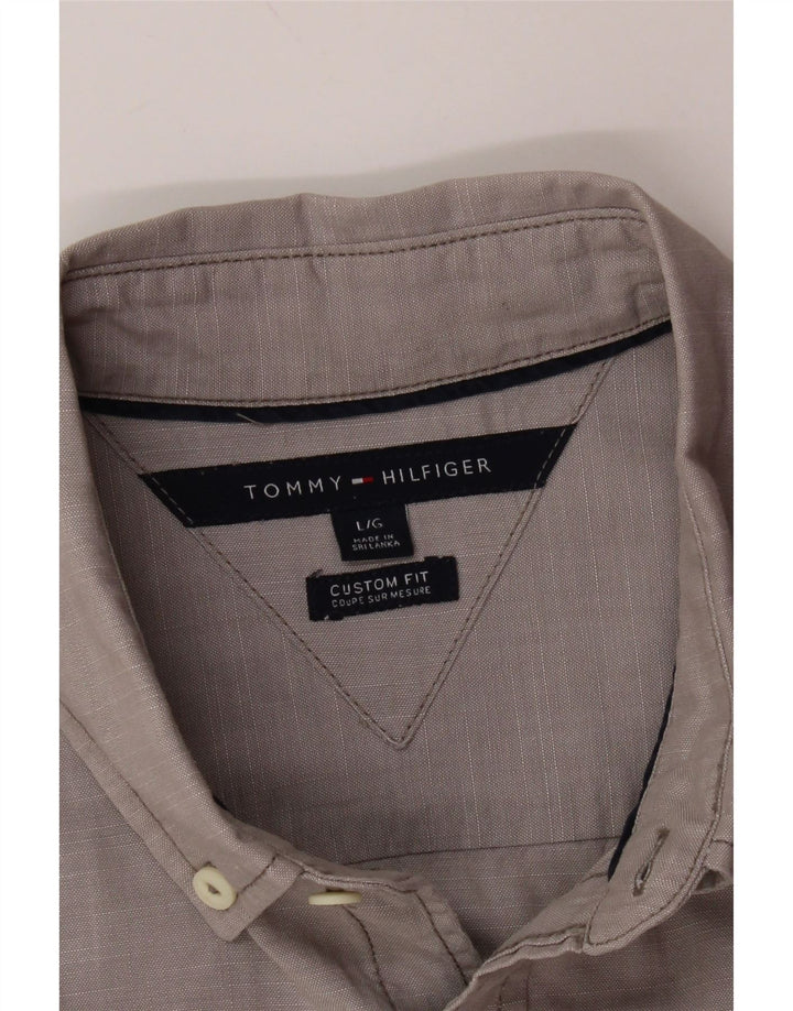 TOMMY HILFIGER Mens Custom Fit Short Sleeve Shirt Large Grey