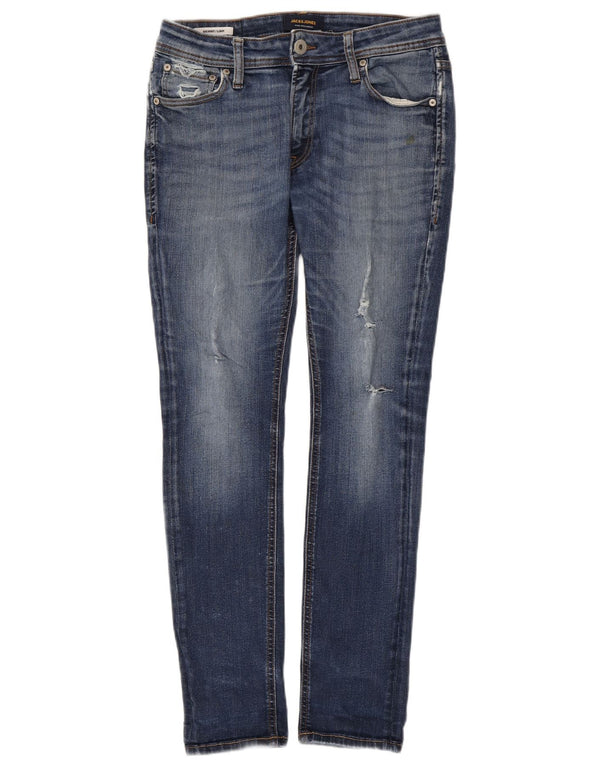 Jack & Jones Womens Liam Distressed Skinny Jeans W30 L30 Blue Cotton