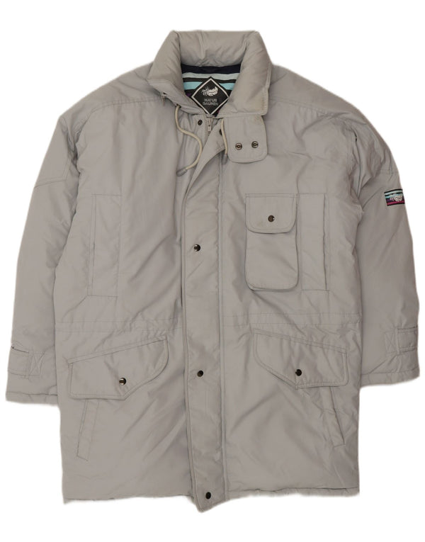 VINTAGE Mens Loose Fit Padded Coat UK 36 Small Grey Polyester
