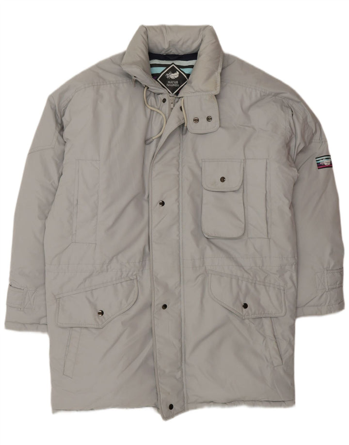 VINTAGE Mens Loose Fit Padded Coat UK 36 Small Grey Polyester