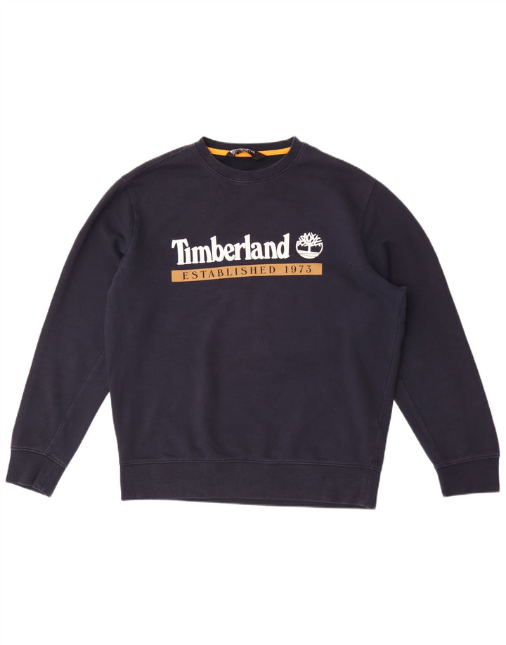 Timberland Mens Graphic Regular Fit Sweatshirt Jumper Large Navy Blue