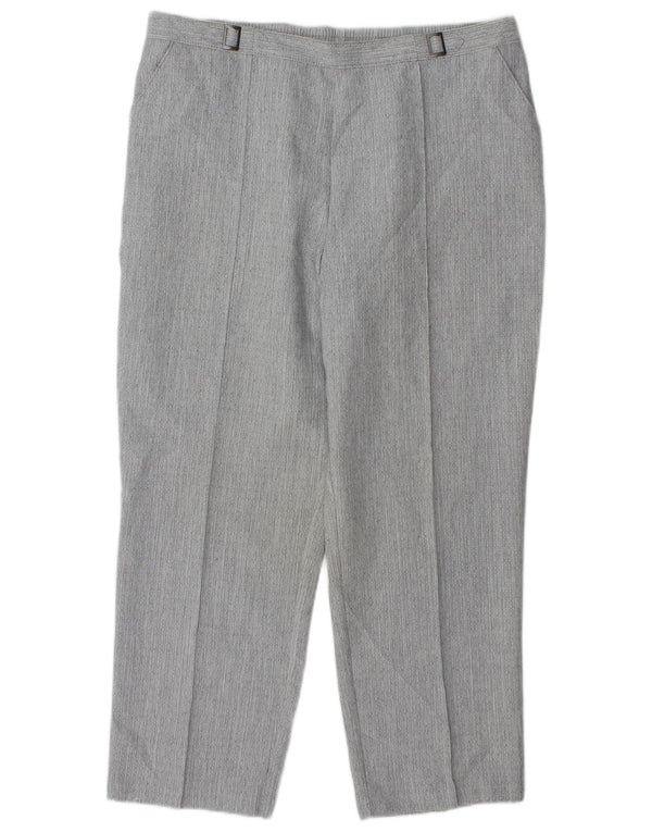 Marks & Spencer Womens Straight Cropped Trousers UK 16 Large W34 L26 Grey
