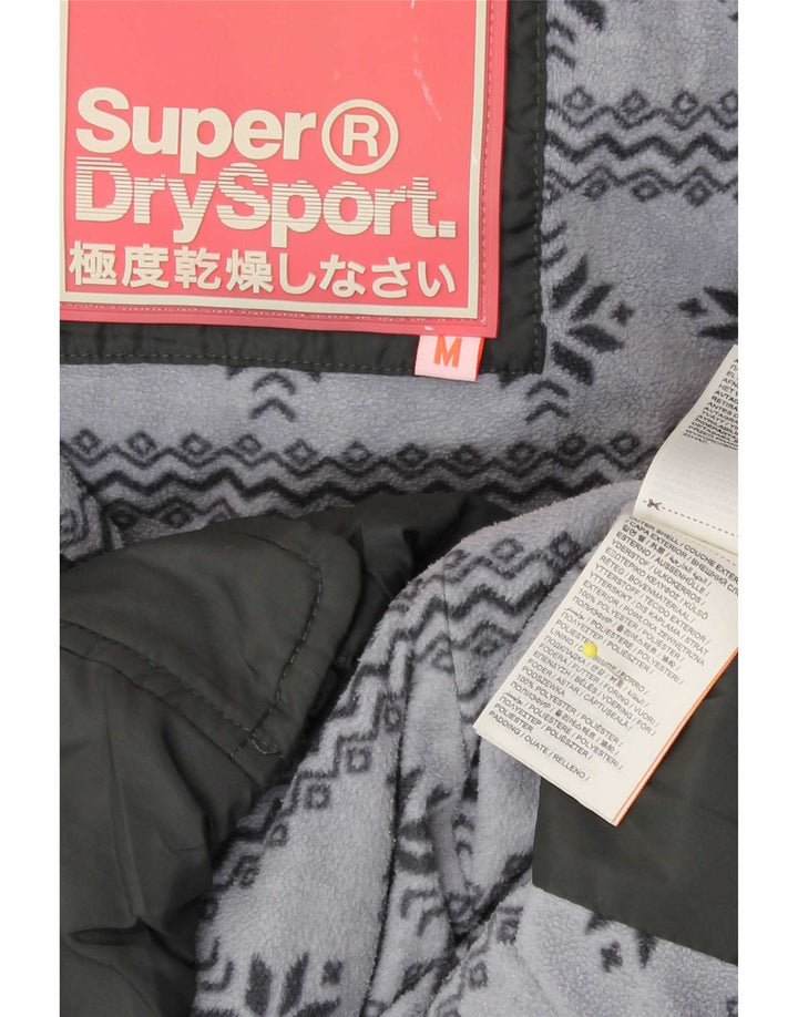 Superdry Womens Hooded Padded Jacket UK 14 Medium Grey Polyester