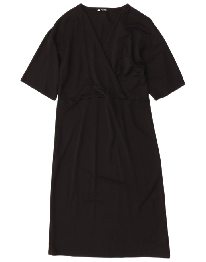 Zara Womens Shift Dress UK 10 Small Black Viscose