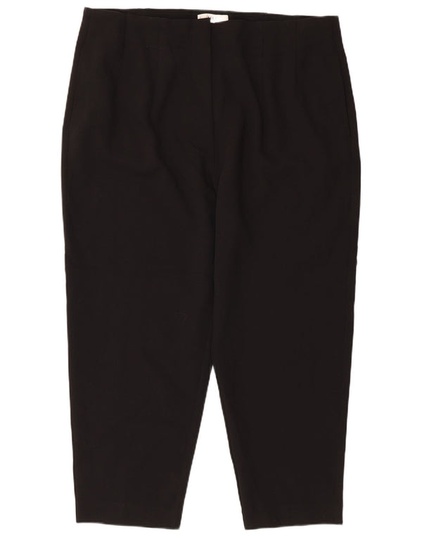 Marks & Spencer Womens Tapered Cropped Trousers UK 18 XL W36 L24 Black