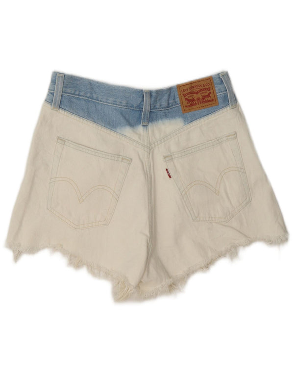 Levi's Womens High Waist Denim Shorts W27 Small White Colourblock Cotton