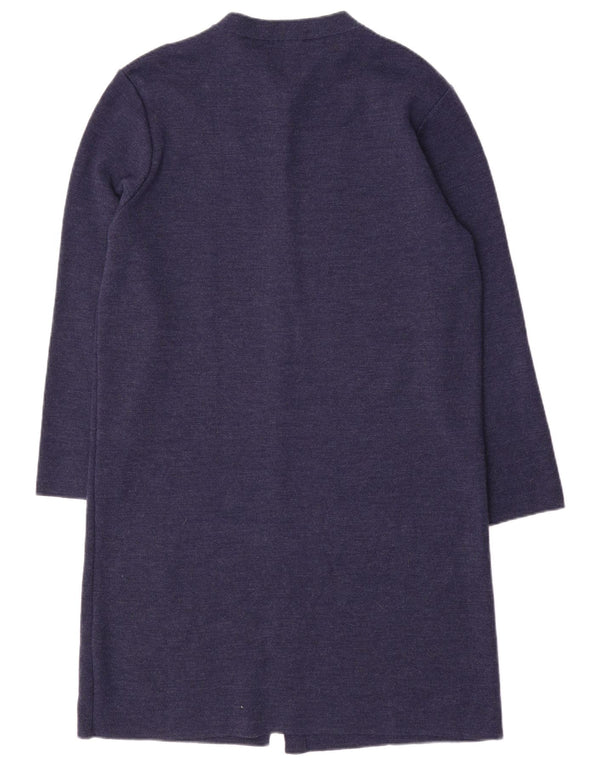 Marks & Spencer Womens Longline Cardigan Sweater UK 16 Large Navy Blue Wool