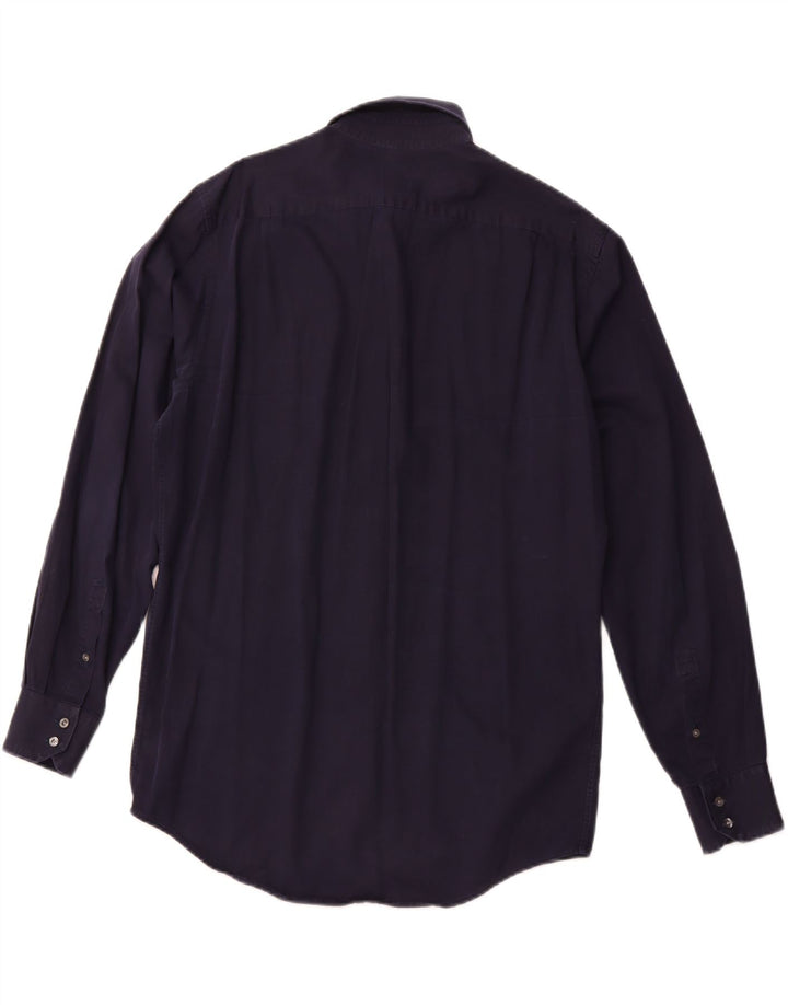 LACOSTE Mens Regular Fit Shirt Size 41 Medium Navy Blue Cotton