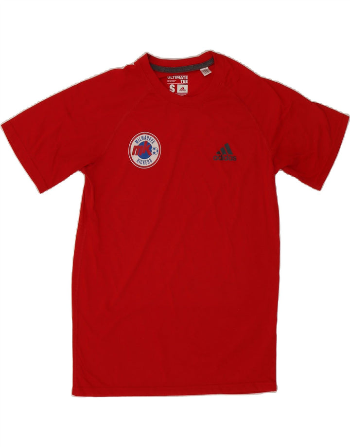 ADIDAS Mens Climalite Graphic T-Shirt Top Small Red Polyester Vintage Adidas and Second-Hand Adidas from Messina Hembry 