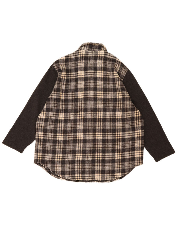 Vintage Womens Overshirt Flannel Shirt UK 20 2XL Grey Check Cotton