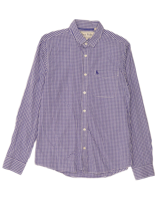 Jack Wills Mens Classic Fit Shirt Small Blue Gingham Cotton