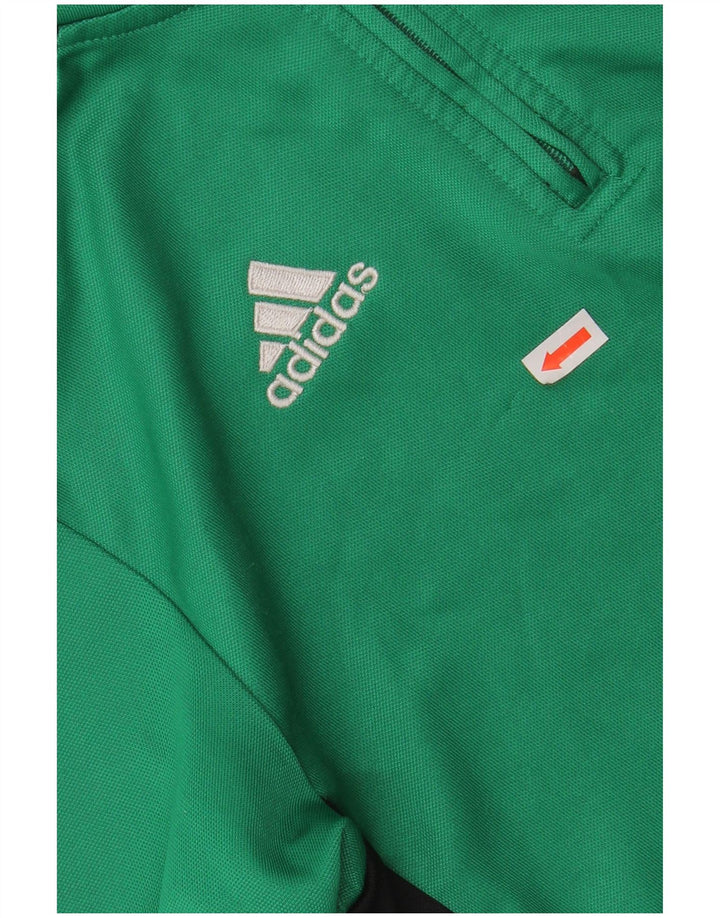 ADIDAS Boys Graphic Pullover Tracksuit Top 11-12 Years Green Colourblock