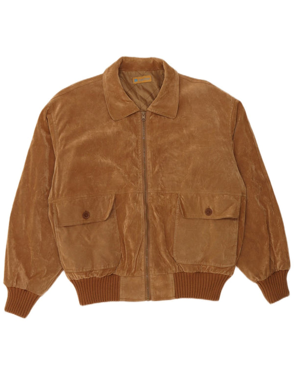 VINTAGE Mens Bomber Jacket UK 42 XL Brown Polyester