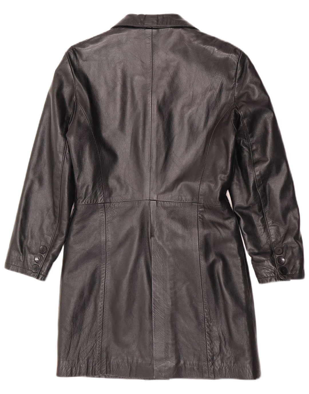 Vintage Womens Leather Coat UK 12 Medium Black Leather