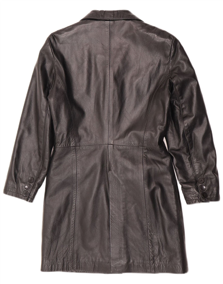 Vintage Womens Leather Coat UK 12 Medium Black Leather