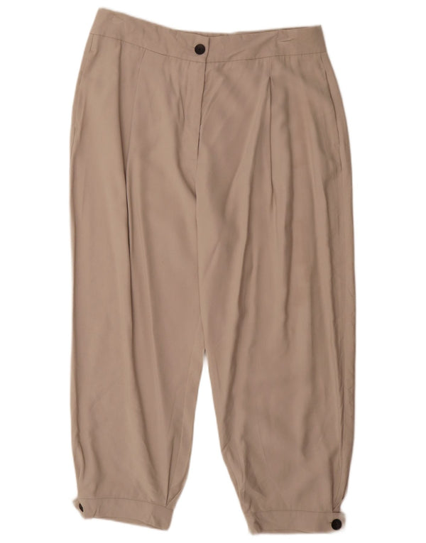 Zara Womens High Waist Pegged Trousers XL W36 L28 Beige Viscose