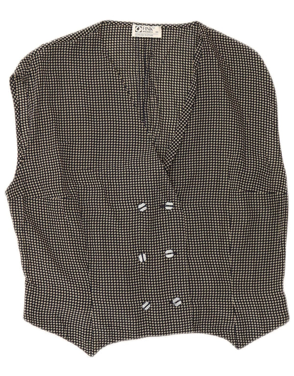 Fink Modell Womens Double Breasted Crop Top UK 18 XL Black Spotted Acetate