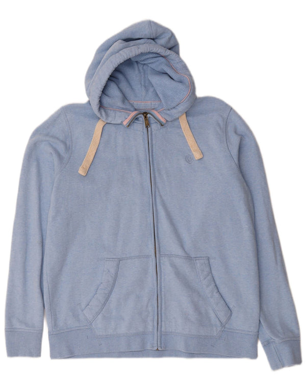 Fat Face Womens Zip Hoodie Sweater UK 14 Large Blue Flecked Cotton