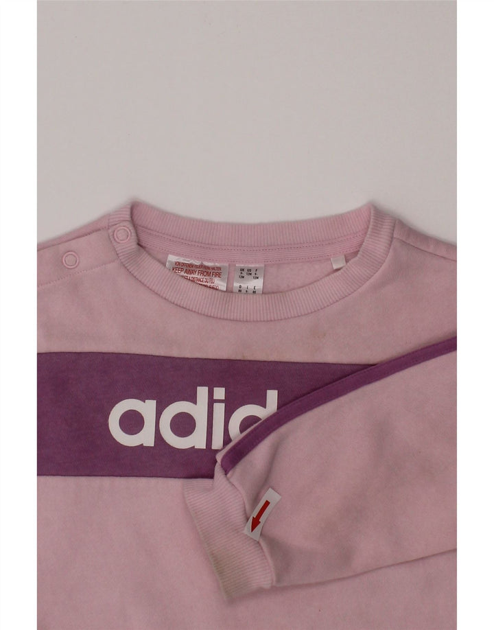 ADIDAS Baby Girls Graphic Sweatshirt Jumper 9-12 Months Pink Colourblock
