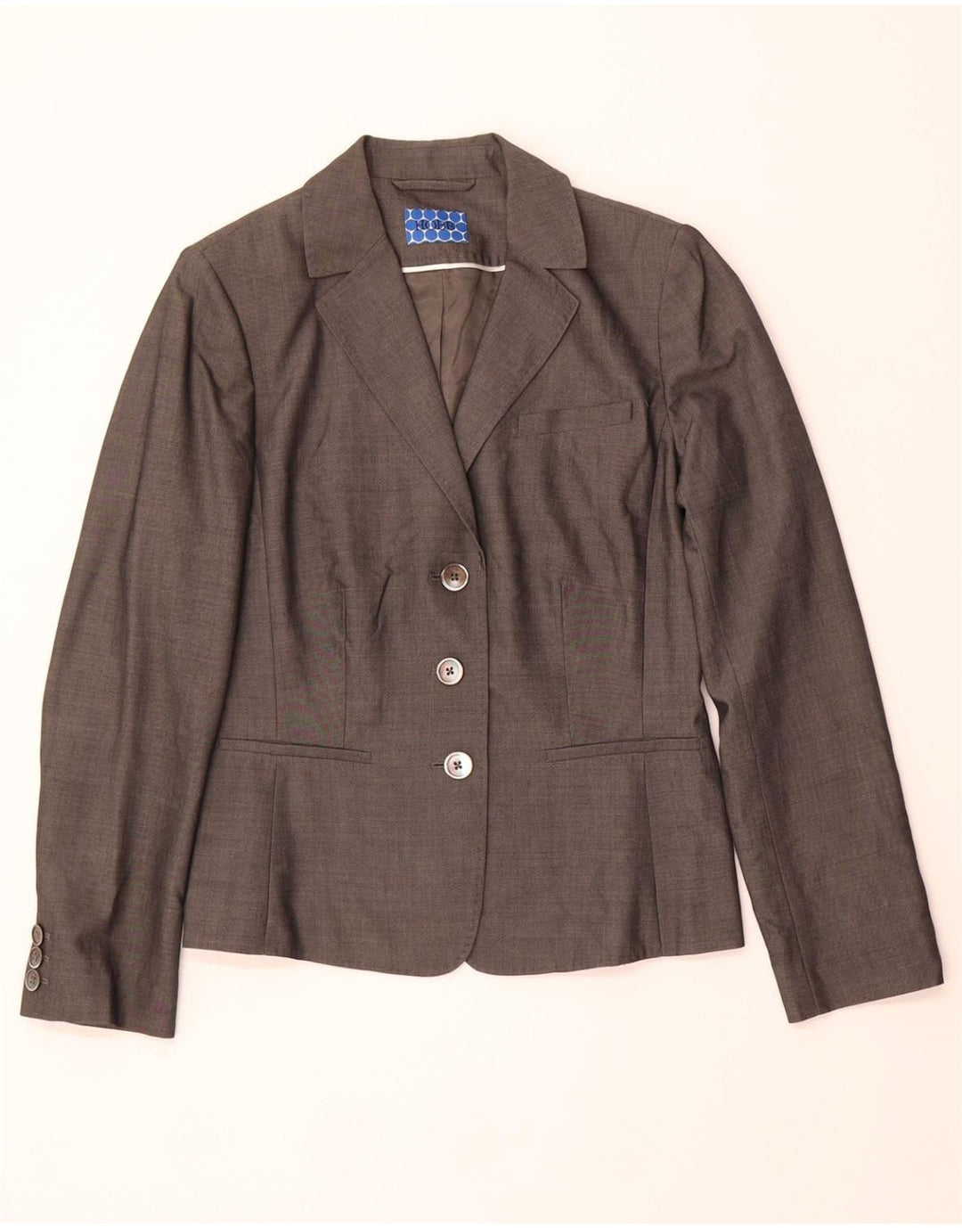 HOBBS Womens 3 Button Blazer Jacket UK 12 Medium Grey Viscose