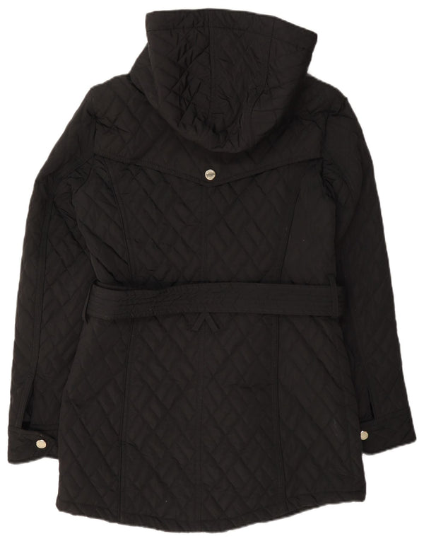 Calvin Klein Womens Hooded Quilted Overcoat UK 10 Small Black Polyester